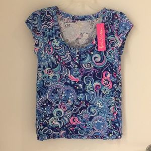 Lilly Pulitzer short sleeve knit ruffle top